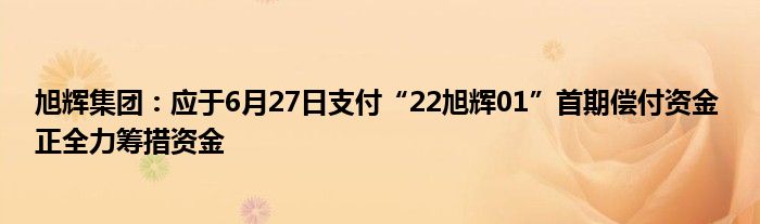 旭辉集团：应于6月27日支付“22旭辉01”首期偿付资金 正全力筹措资金