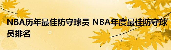 NBA历年最佳防守球员 NBA年度最佳防守球员排名