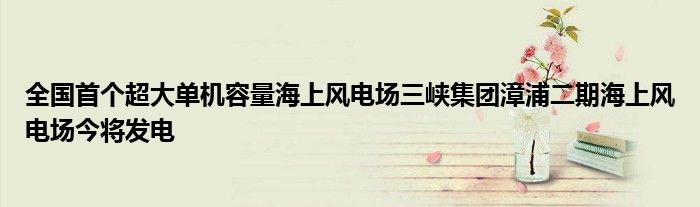 全国首个超大单机容量海上风电场三峡集团漳浦二期海上风电场今将发电