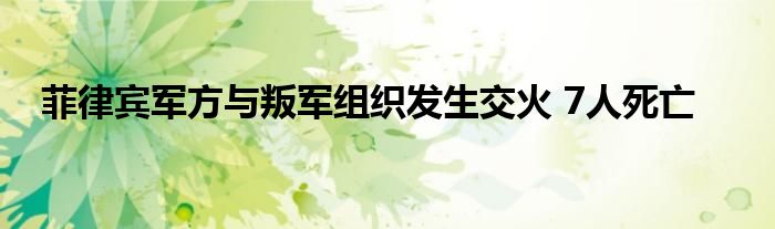 菲律宾军方与叛军组织发生交火 7人死亡