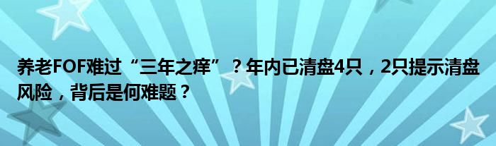 养老FOF难过“三年之痒”？年内已清盘4只，2只提示清盘风险，背后是何难题？