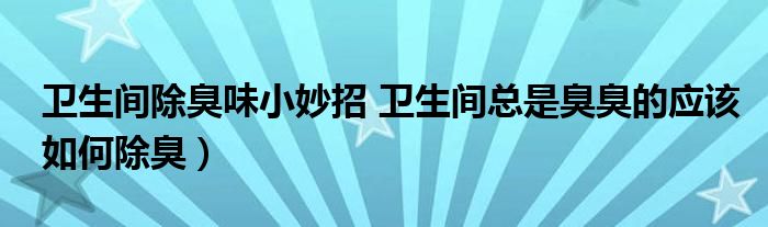 卫生间除臭味小妙招 卫生间总是臭臭的应该如何除臭）