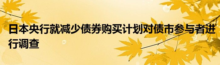 日本央行就减少债券购买计划对债市参与者进行调查