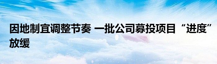 因地制宜调整节奏 一批公司募投项目“进度”放缓