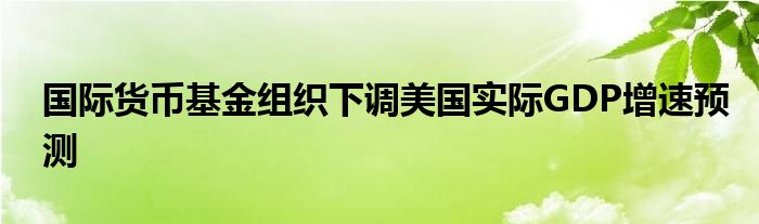 国际货币基金组织下调美国实际GDP增速预测