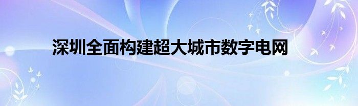 深圳全面构建超大城市数字电网