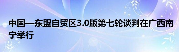 中国—东盟自贸区3.0版第七轮谈判在广西南宁举行