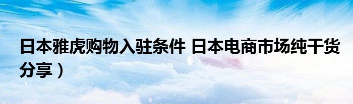 日本雅虎购物入驻条件 日本电商市场纯干货分享）