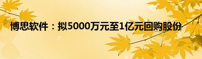 博思软件：拟5000万元至1亿元回购股份