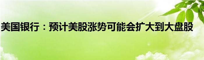 美国银行：预计美股涨势可能会扩大到大盘股