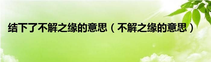 结下了不解之缘的意思（不解之缘的意思）