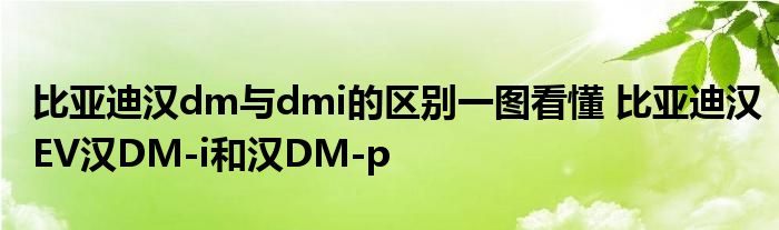 比亚迪汉dm与dmi的区别一图看懂 比亚迪汉EV汉DM-i和汉DM-p