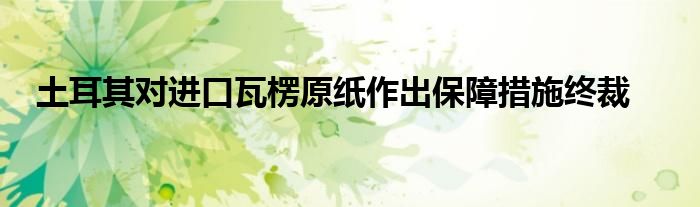 土耳其对进口瓦楞原纸作出保障措施终裁