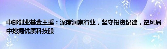 中邮创业基金王瑶：深度洞察行业，坚守投资纪律，逆风局中挖掘优质科技股