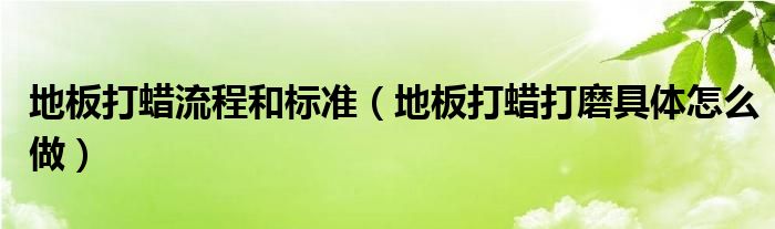 地板打蜡流程和标准（地板打蜡打磨具体怎么做）