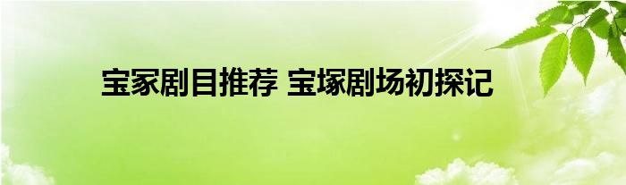 宝冢剧目推荐 宝塚剧场初探记