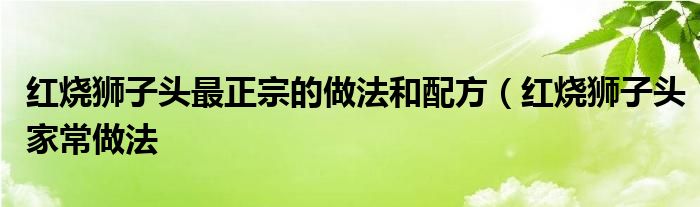 红烧狮子头最正宗的做法和配方（红烧狮子头家常做法