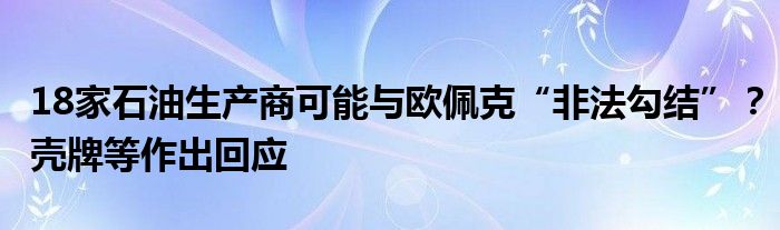 18家石油生产商可能与欧佩克“非法勾结”？壳牌等作出回应