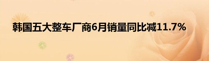 韩国五大整车厂商6月销量同比减11.7%