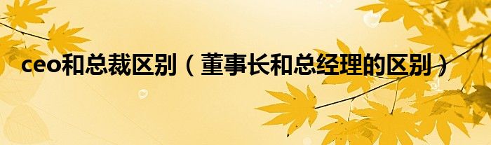 ceo和总裁区别（董事长和总经理的区别）