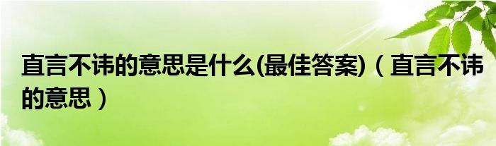 直言不讳的意思是什么(最佳答案)（直言不讳的意思）