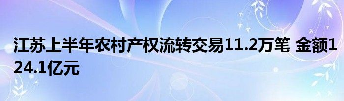 江苏上半年农村产权流转交易11.2万笔 金额124.1亿元