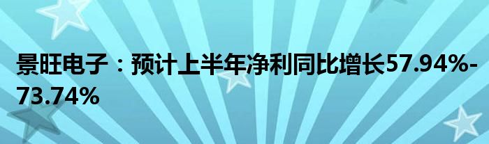 景旺电子：预计上半年净利同比增长57.94%-73.74%