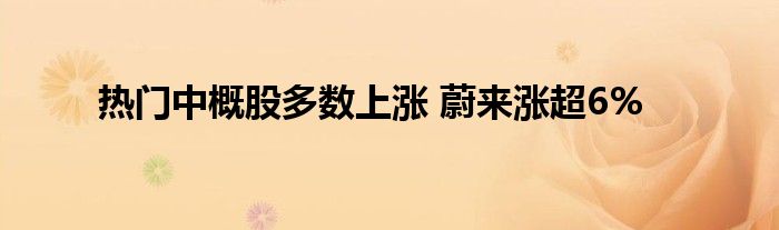 热门中概股多数上涨 蔚来涨超6%