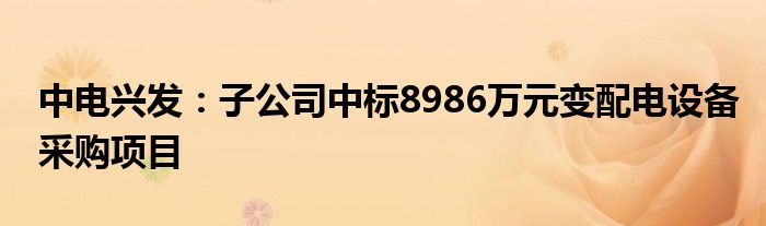 中电兴发：子公司中标8986万元变配电设备采购项目