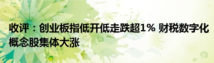 收评：创业板指低开低走跌超1% 财税数字化概念股集体大涨