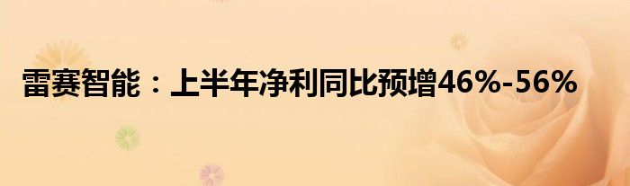 雷赛智能：上半年净利同比预增46%-56%