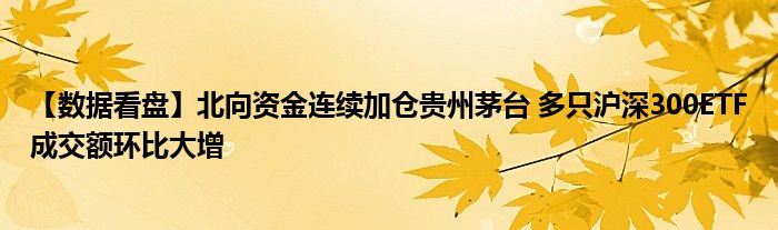 【数据看盘】北向资金连续加仓贵州茅台 多只沪深300ETF成交额环比大增