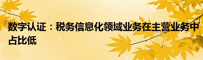 数字认证：税务信息化领域业务在主营业务中占比低