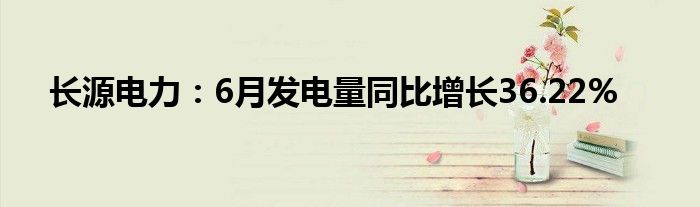 长源电力：6月发电量同比增长36.22%