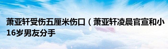 萧亚轩受伤五厘米伤口（萧亚轩凌晨官宣和小16岁男友分手