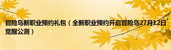 冒险岛新职业预约礼包（全新职业预约开启冒险岛27月12日觉醒公测）