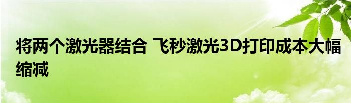 将两个激光器结合 飞秒激光3D打印成本大幅缩减