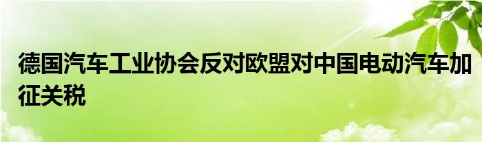 德国汽车工业协会反对欧盟对中国电动汽车加征关税