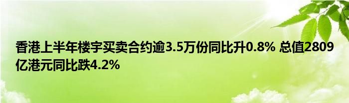 香港上半年楼宇买卖合约逾3.5万份同比升0.8% 总值2809亿港元同比跌4.2%