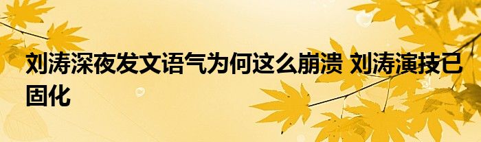 刘涛深夜发文语气为何这么崩溃 刘涛演技已固化