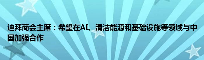 迪拜商会主席：希望在AI、清洁能源和基础设施等领域与中国加强合作