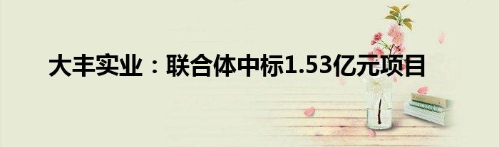 大丰实业：联合体中标1.53亿元项目