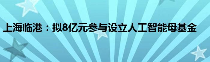 上海临港：拟8亿元参与设立人工智能母基金