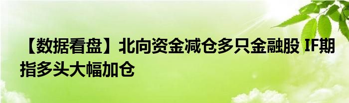 【数据看盘】北向资金减仓多只
股 IF期指多头大幅加仓