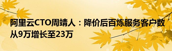 阿里云CTO周靖人：降价后百炼服务客户数从9万增长至23万