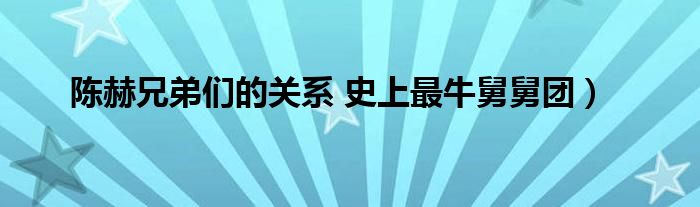 陈赫兄弟们的关系 史上最牛舅舅团）