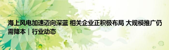 海上风电加速迈向深蓝 相关企业正积极布局 大规模推广仍需降本｜行业动态