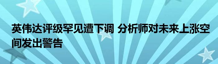 英伟达评级罕见遭下调 分析师对未来上涨空间发出警告