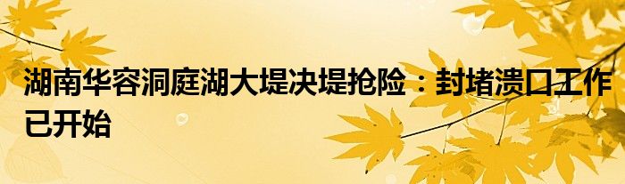 湖南华容洞庭湖大堤决堤抢险：封堵溃口工作已开始