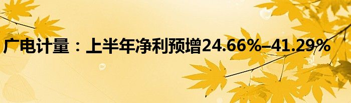 广电计量：上半年净利预增24.66%–41.29%